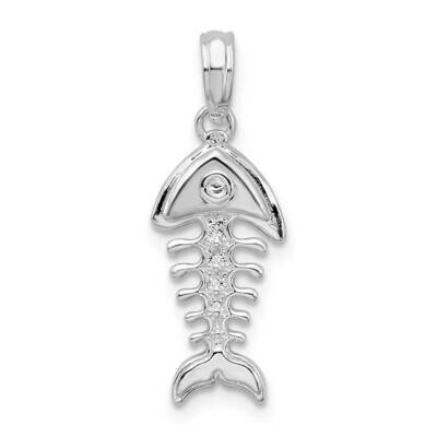 3D Fishbone Pendant Sterling Silver Polished QC9856, MPN: QC9856, 637218146284