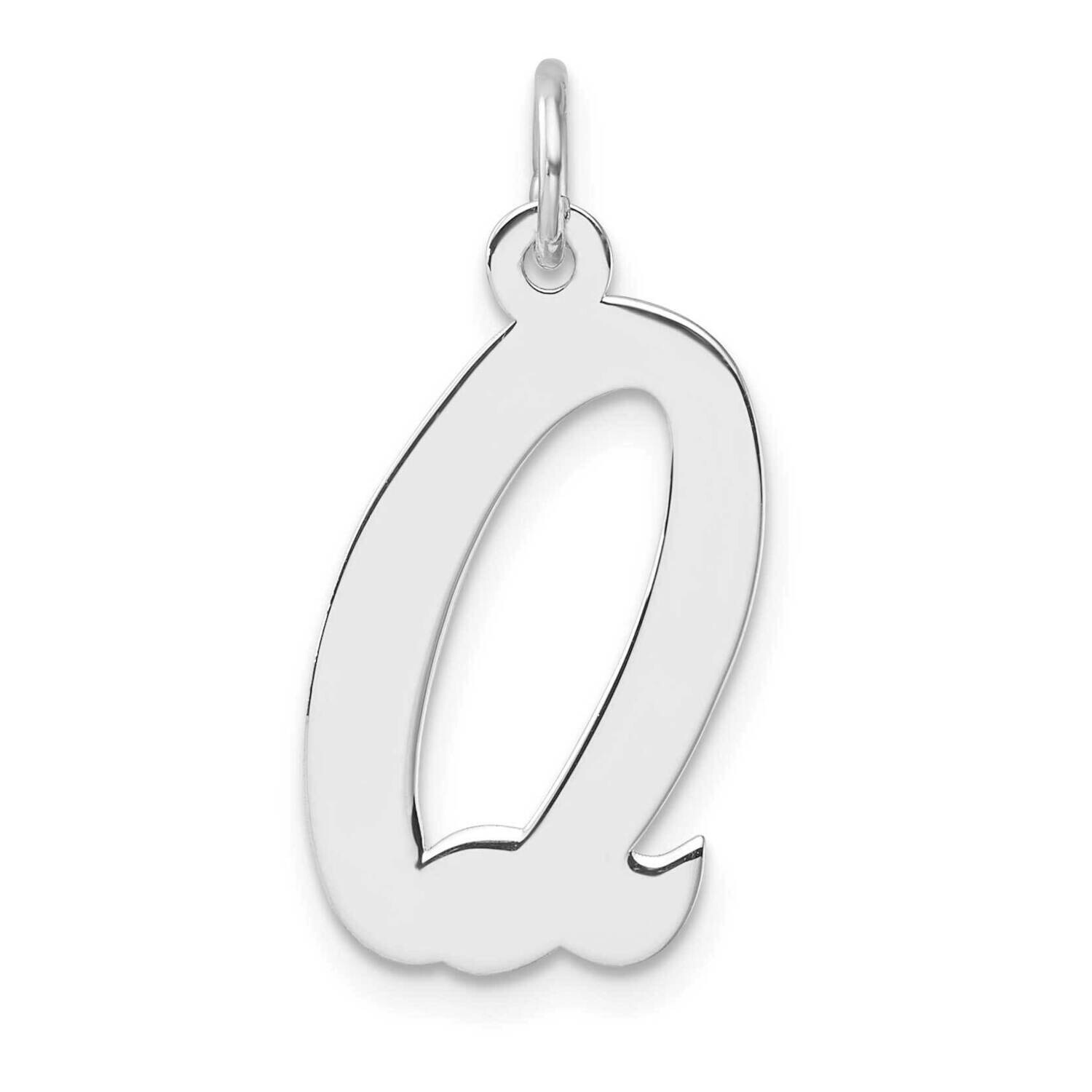 Large Script Letter Q Initial Charm Sterling Silver Rhodium-Plated QC11253Q, MPN: QC11253Q,