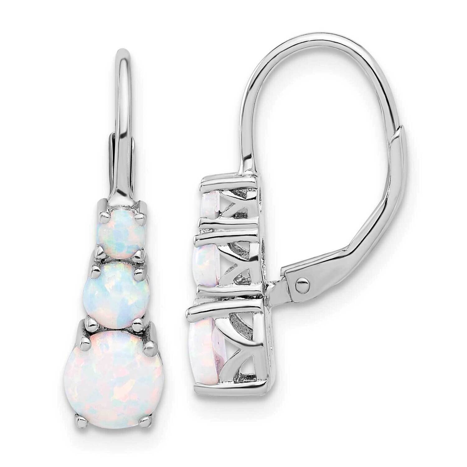 Polished Created Opal Leverback Earrings Sterling Silver Rhodium-Plated QE17455, MPN: QE17455,