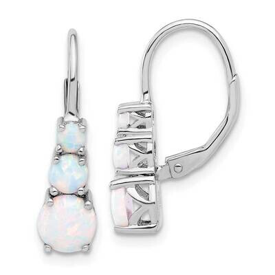 Polished Created Opal Leverback Earrings Sterling Silver Rhodium-Plated QE17455, MPN: QE17455,