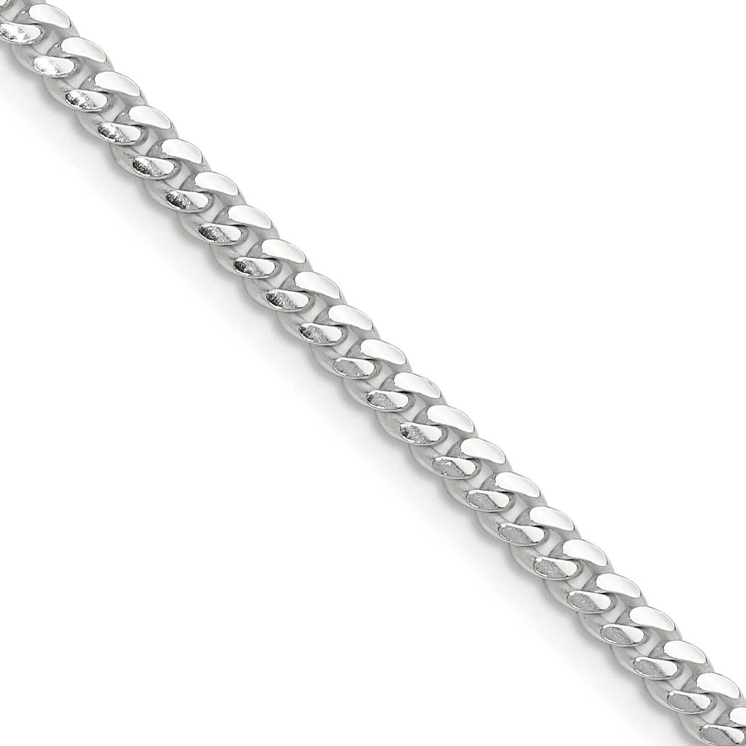 3.4mm Domed Curb Chain 24 Inch Sterling Silver Polished QDB100-24, MPN: QDB100-24,