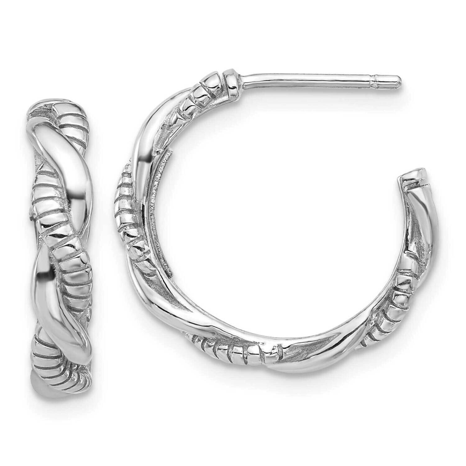 Textured Twisted C-Hoop Earrings Sterling Silver Rhodium-Plated QE17006