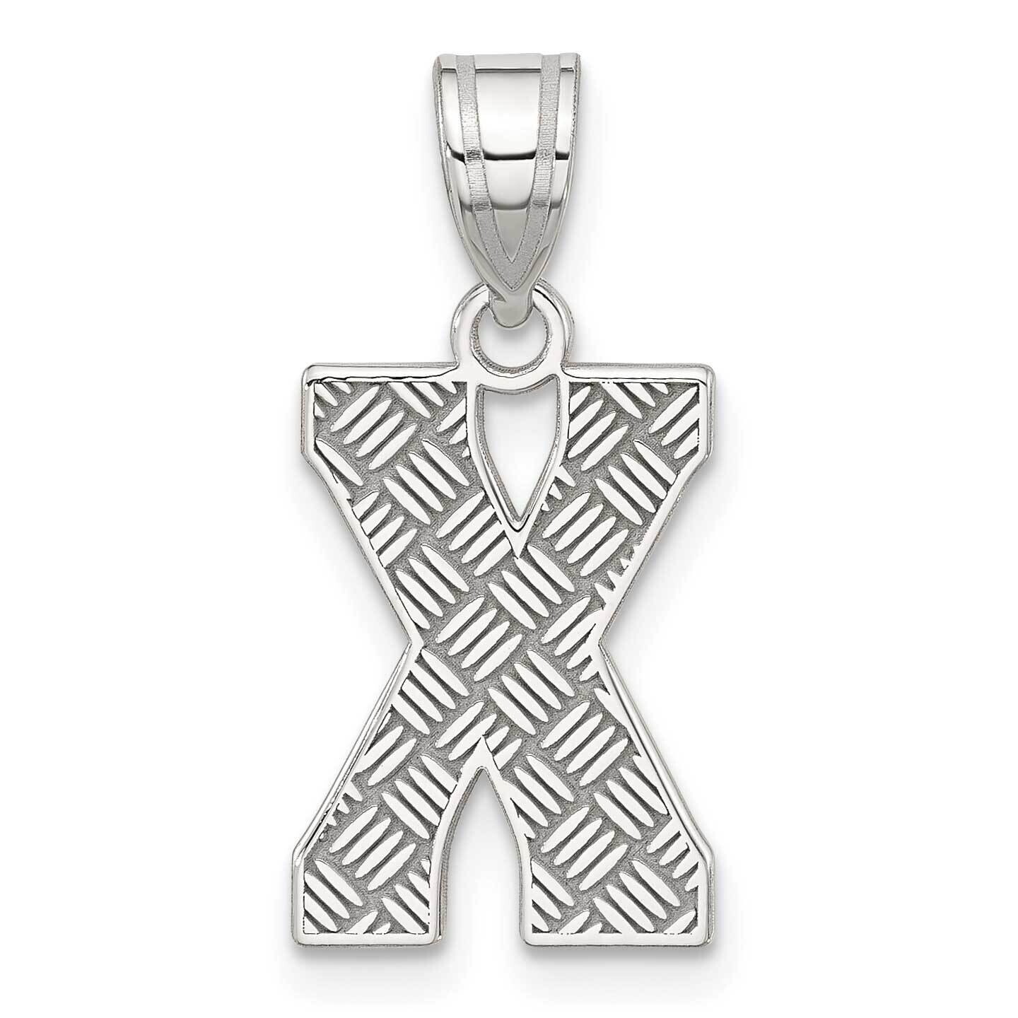 Letter X Initial Pendant Sterling Silver Rhodium-Plated QC2762X, MPN: QC2762X,