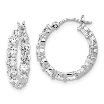 In Out CZ Hoop Earrings Sterling Silver Rhodium-Plated QE17196, MPN: QE17196,