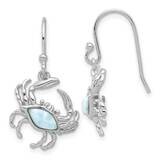 Rh-Plated Larimar Crab Dangle Shepherd Hook Earrings Sterling Silver QE17564, MPN: QE17564,