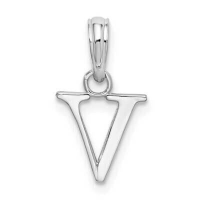 Polished Block Initial -V- Pendant Sterling Silver Rhodium-Plated QC9792V, MPN: QC9792V, 6372181822…