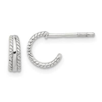 E-Coated Textured Edge C-Hoop Earrings Sterling Silver QE17002, MPN: QE17002,