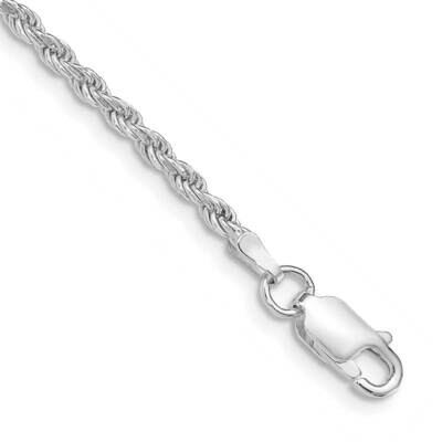 2.25mm Diamond-Cut Rope Chain 10 Inch Sterling Silver Rhodium-Plated QDC050R-10, MPN: QDC050R-10,