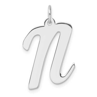 Large Script Letter N Initial Charm Sterling Silver Rhodium-Plated QC11253N, MPN: QC11253N,