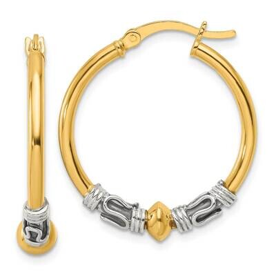 Gold-Tone Polished Antiqued Beaded Hoop Earrings Sterling Silver QE16850, MPN: QE16850,