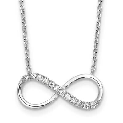 Cheryl M Brilliant-Cut CZ Infinity 18 Inch Necklace Sterling Silver Rhodium-Plated QCM1619-18, MPN:…