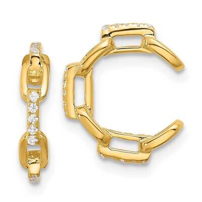 Gold-Tone CZ Chain Link Design Pair Of 2 Cuff Earrings Sterling Silver QE17092GP, MPN: QE17092GP,