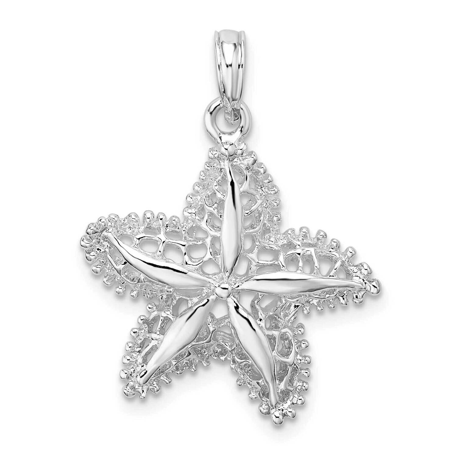 Cut-Out Filigree Starfish Pendant Sterling Silver Polished QC9809
