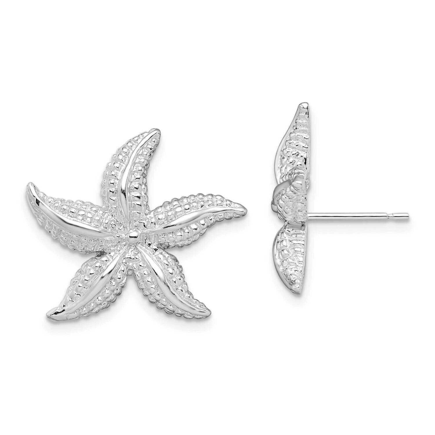 Starfish Post Earrings Sterling Silver Polished QE15483, MPN: QE15483, 637218160839