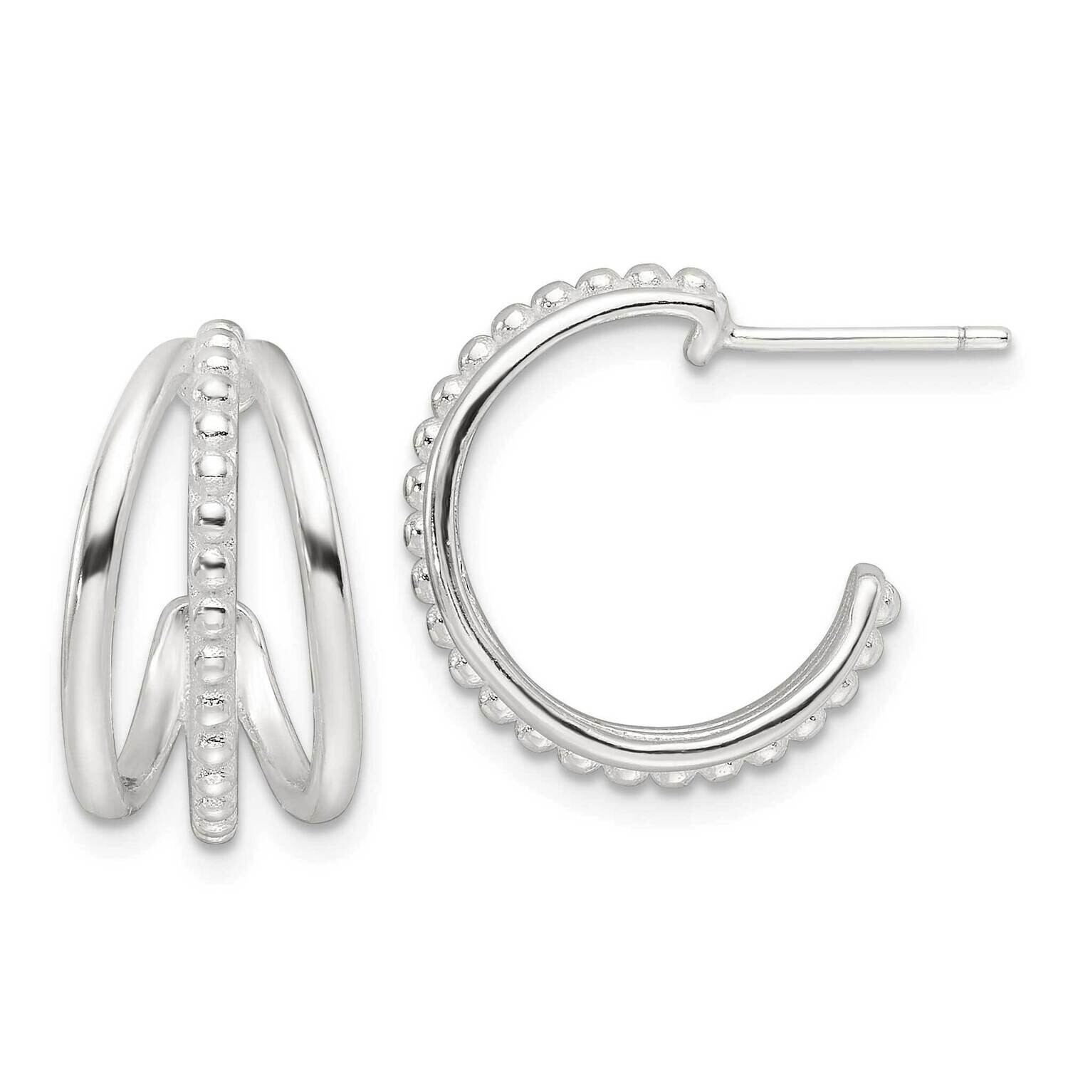 E-Coating Polished Textured C-Hoop Earring Sterling Silver QE16988, MPN: QE16988,