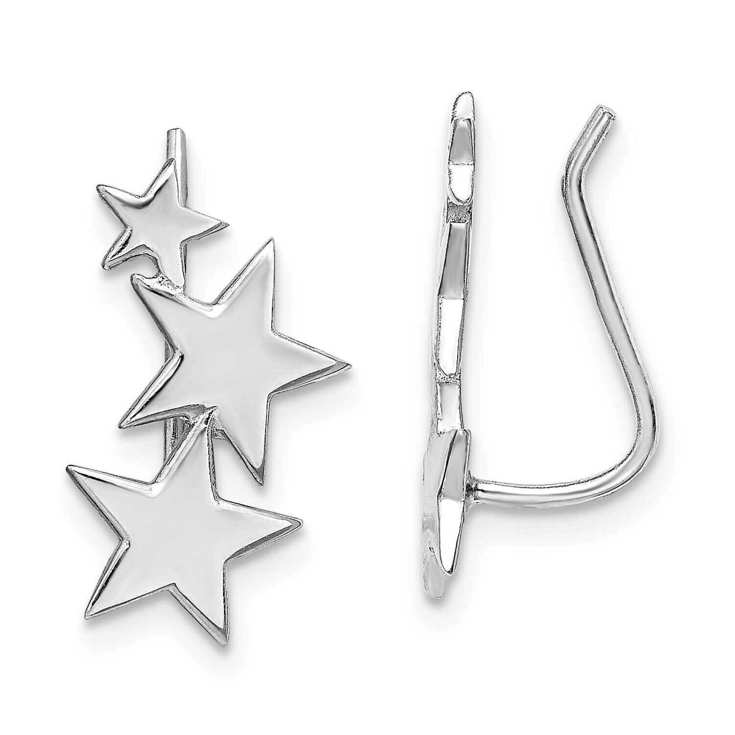 Rh-Plated Polished Graduating Stars Earrings Climber Earrings Sterling Silver QE14524, MPN: QE14524…