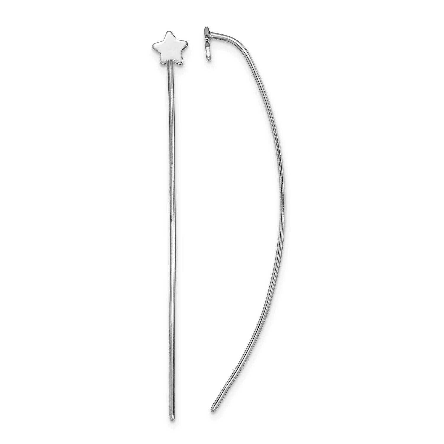 Rhodium Plated Star Stud Threader Earrings Sterling Silver QE14526, MPN: QE14526, 191101921926