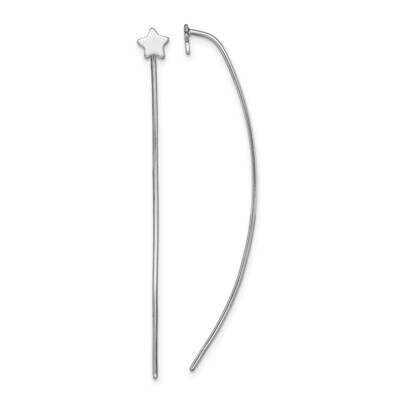 Rhodium Plated Star Stud Threader Earrings Sterling Silver QE14526, MPN: QE14526, 191101921926