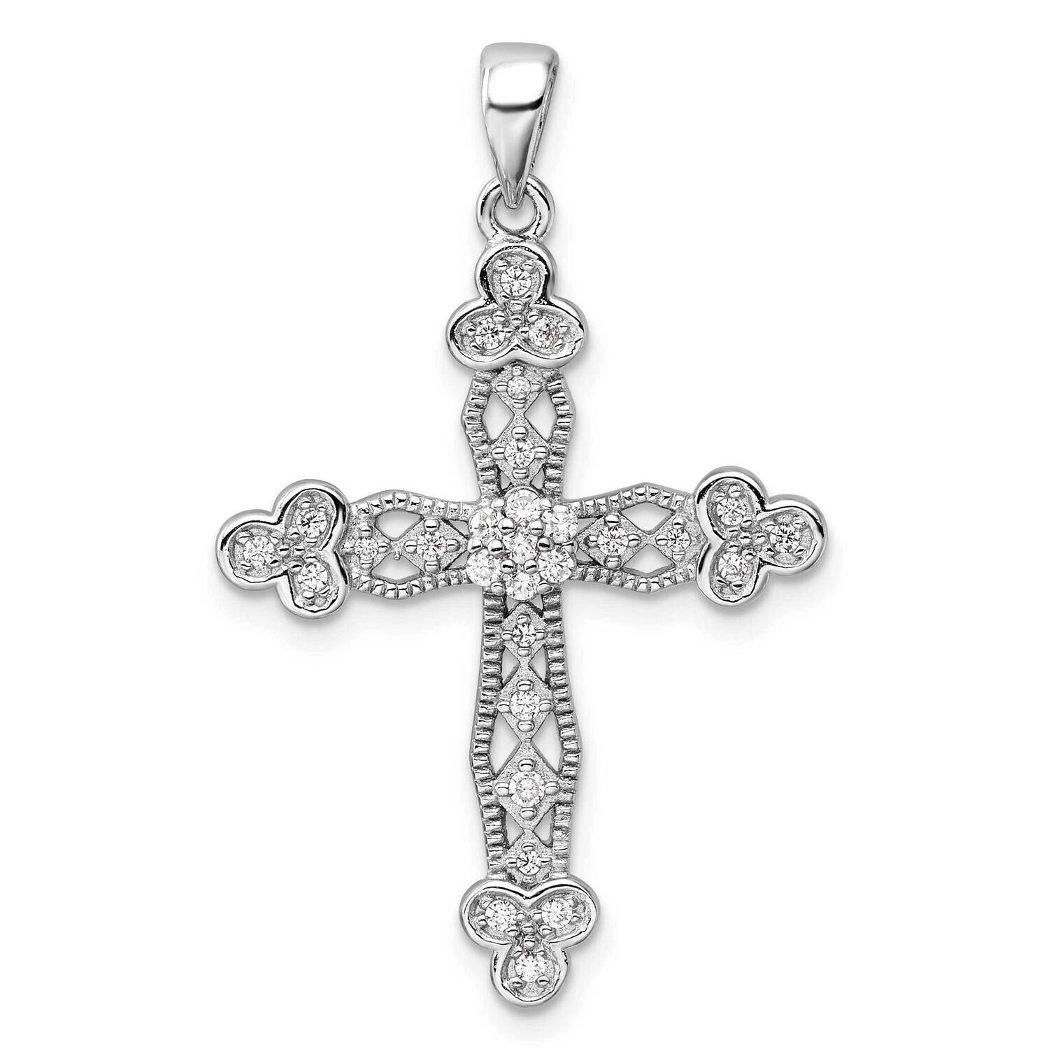 CZ Cross Pendant Sterling Silver Rhodium-Plated QC11410 by Men&#39;s Jewelry and Accessories, MPN: QC11…
