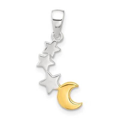 E-Coat Gold-Tone Star Moon Pendant Sterling Silver QC11312, MPN: QC11312,