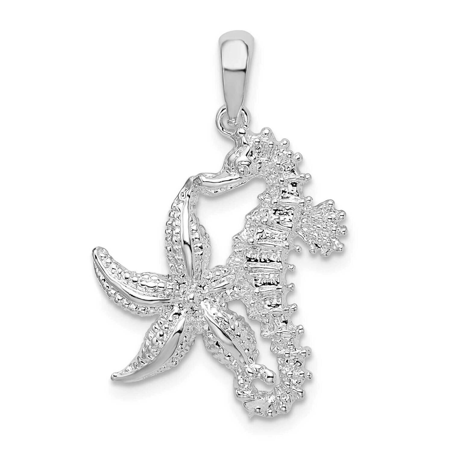 Starfish Seahorse Pendant Sterling Silver Polished QC9841, MPN: QC9841, 637218146130