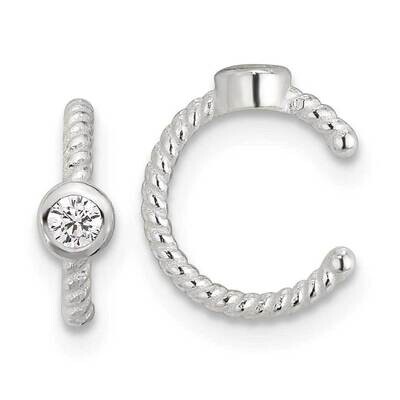 E-Coating Polish Twisted Bezel CZ Pair Of 2 Cuff Earrings Sterling Silver QE17093, MPN: QE17093,