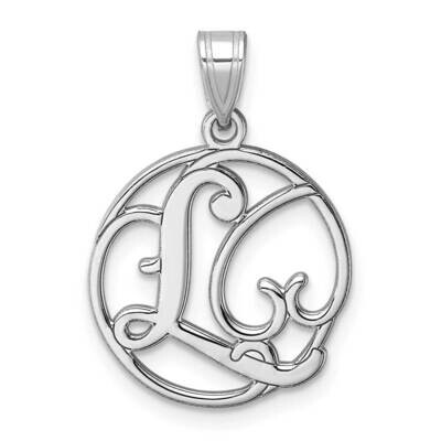 Small Fancy Script Letter L Initial Pendant Sterling Silver Rhodium-Plated QC11257L, MPN: QC11257L,