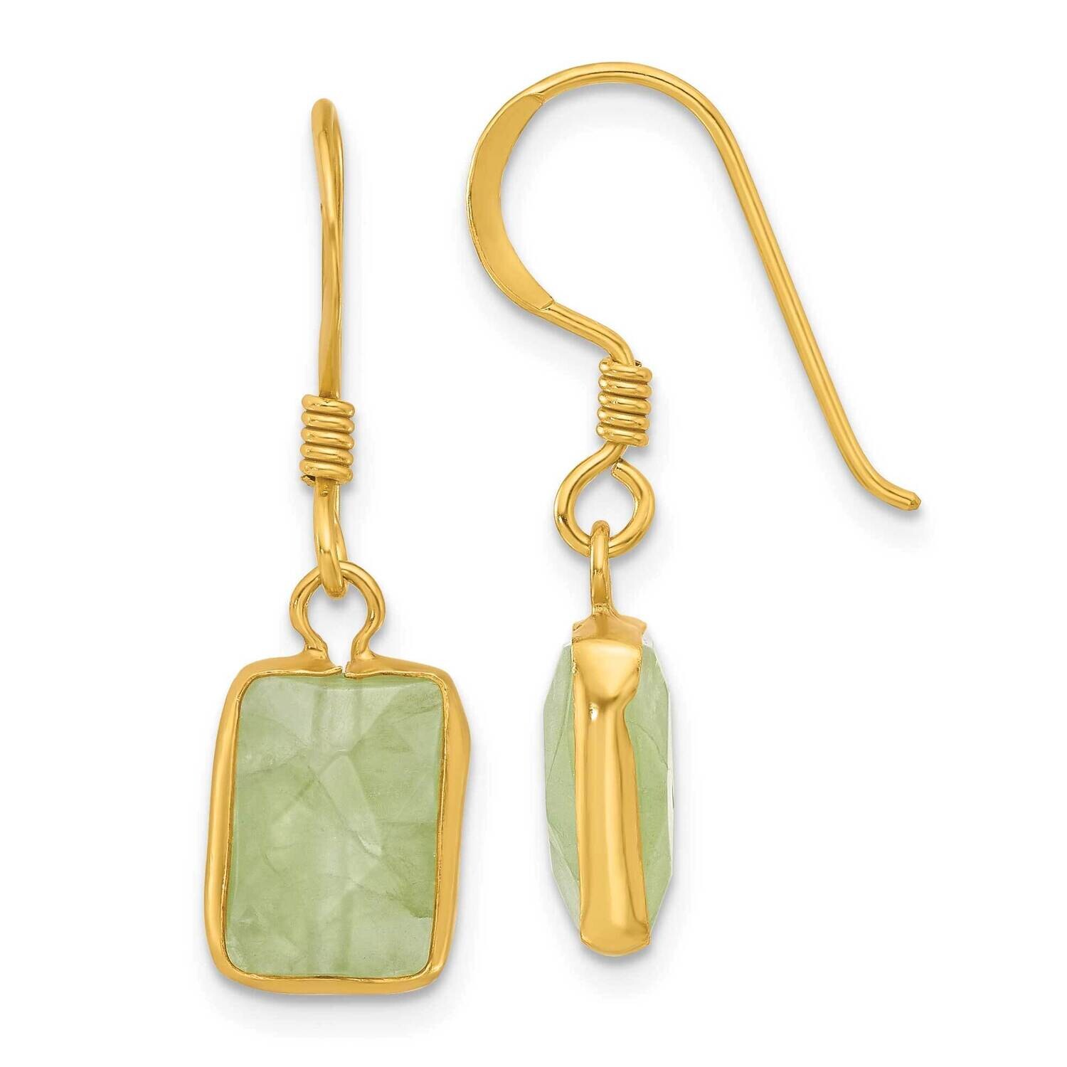 Gold-Plated Polished Green Prehnite Dangle Earrings Sterling Silver QE17343, MPN: QE17343,