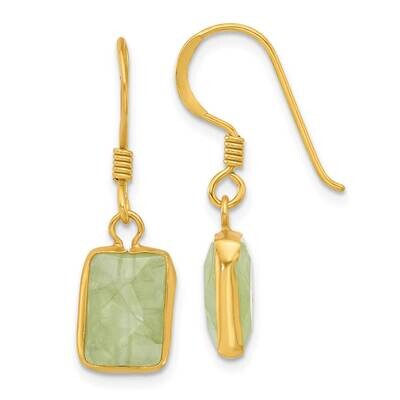Gold-Plated Polished Green Prehnite Dangle Earrings Sterling Silver QE17343, MPN: QE17343,