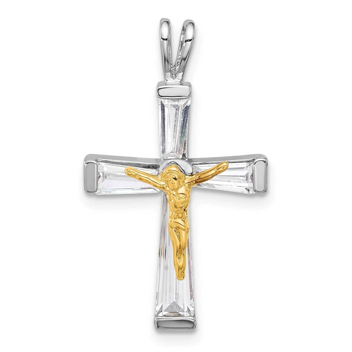 Gold-Tone CZ Crucifix Pendant Sterling Silver Rhodium-Plated QC11448 by Men&#39;s Jewelry and Accessori…
