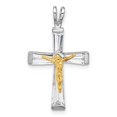Gold-Tone CZ Crucifix Pendant Sterling Silver Rhodium-Plated QC11448 by Men&#39;s Jewelry and Accessori…