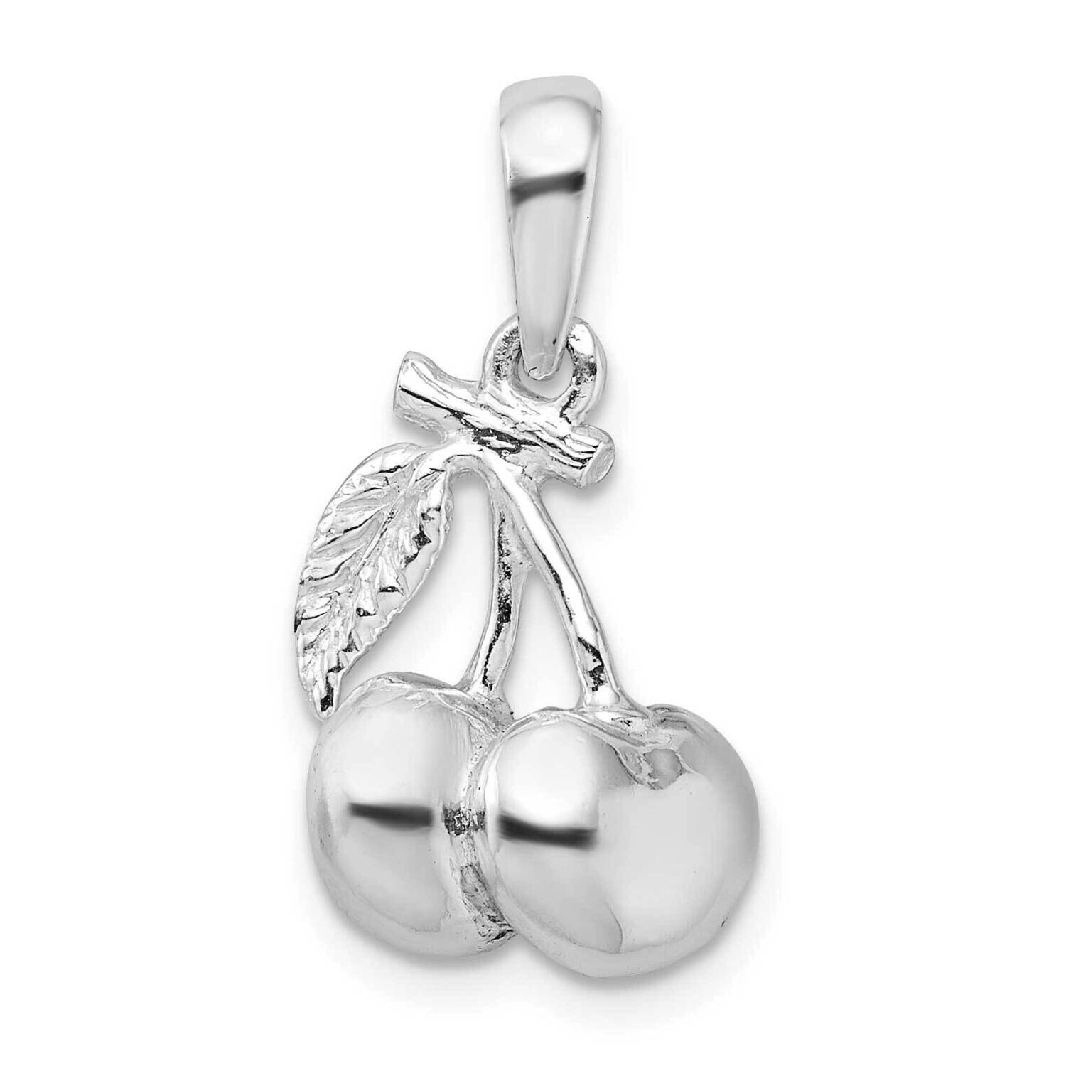 3D Cherries Pendant Sterling Silver Polished QC9798