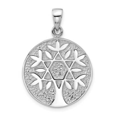 Polished Star Of David In Tree Round Pendant Sterling Silver Rhodium-Plated QC11487 by Men&#39;s Jewelr…