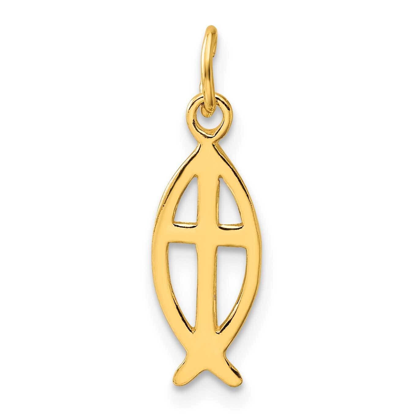 Gold-Tone Polished Ichthus Fish Cross Charm Sterling Silver QC4429GP by Men&#39;s Jewelry and Accessori…