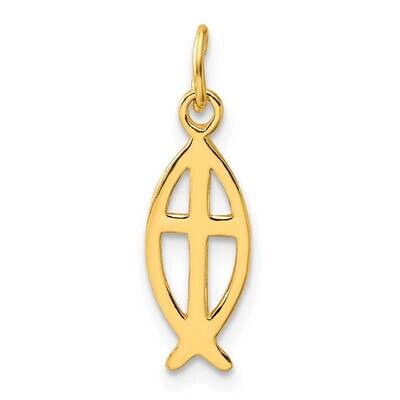Gold-Tone Polished Ichthus Fish Cross Charm Sterling Silver QC4429GP by Men&#39;s Jewelry and Accessori…