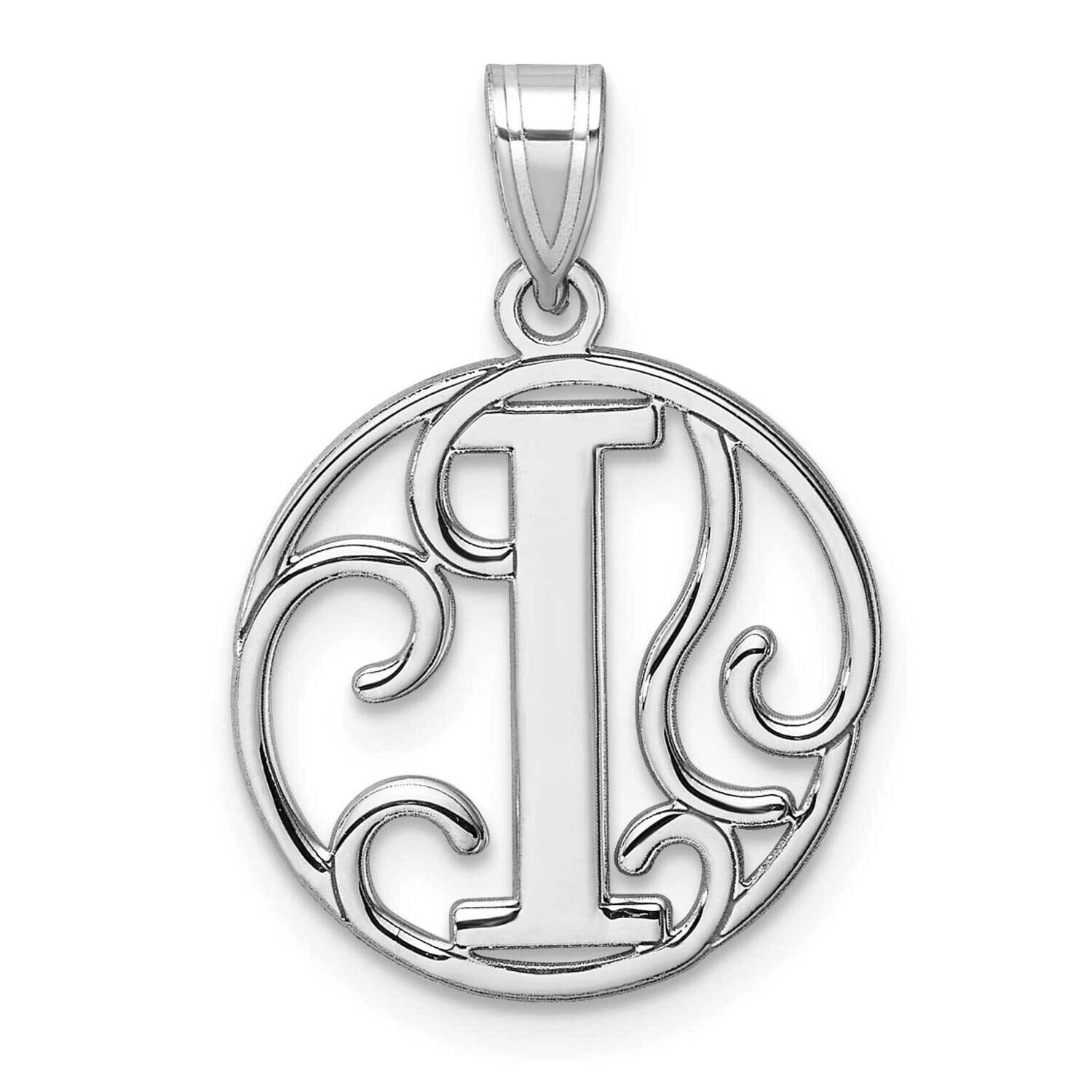 Small Fancy Script Letter I Initial Pendant Sterling Silver Rhodium-Plated QC11257I, MPN: QC11257I,