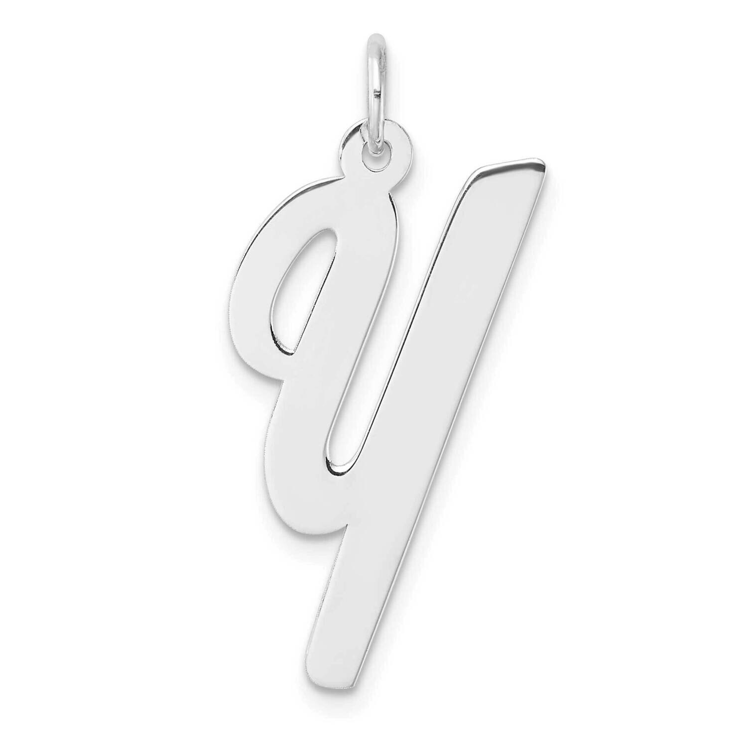 Large Script Letter Y Initial Charm Sterling Silver Rhodium-Plated QC11253Y, MPN: QC11253Y,