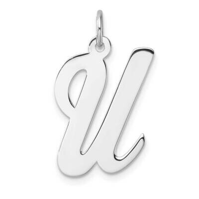 Large Script Letter U Initial Charm Sterling Silver Rhodium-Plated QC11253U, MPN: QC11253U,