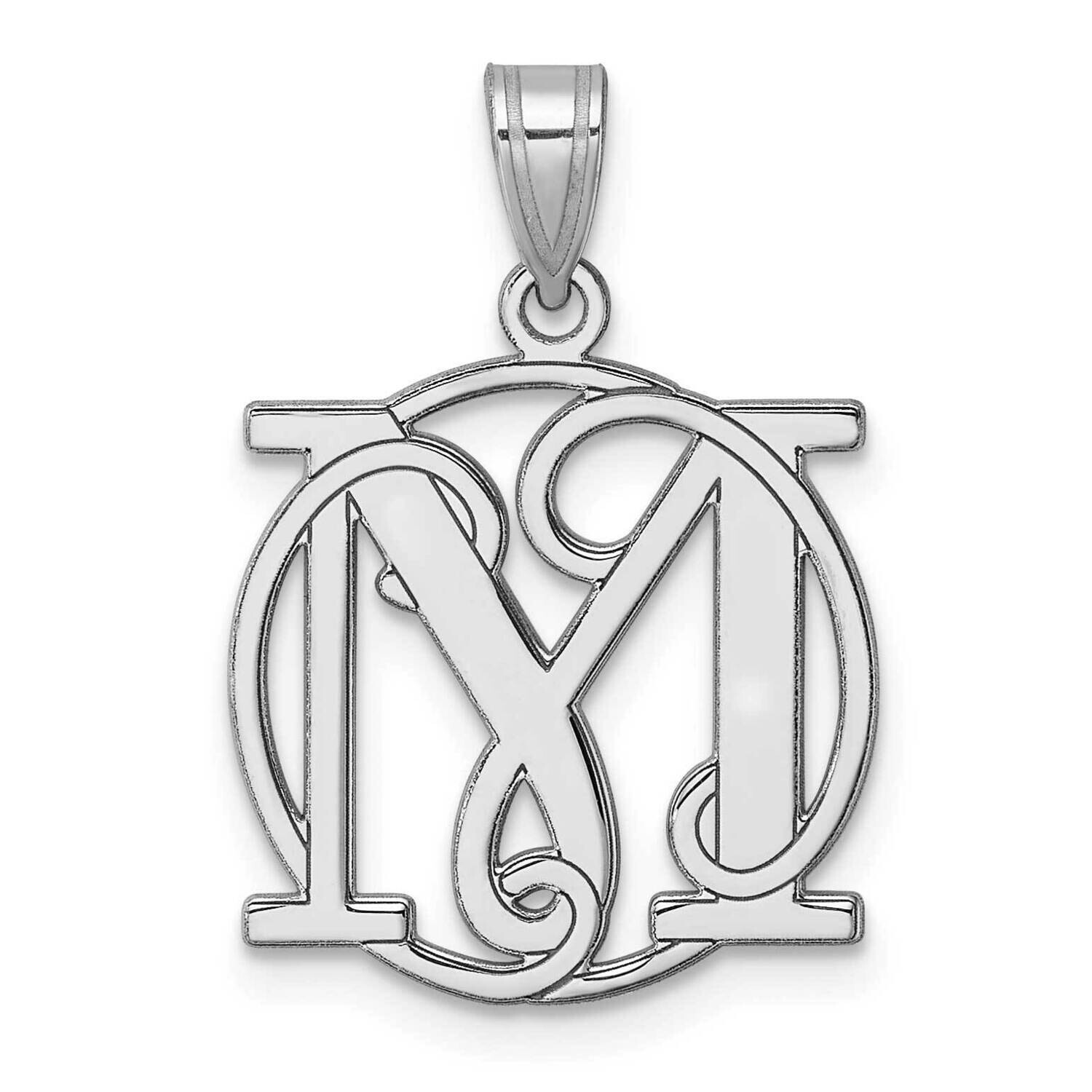 Small Fancy Script Letter M Initial Pendant Sterling Silver Rhodium-Plated QC11257M, MPN: QC11257M,
