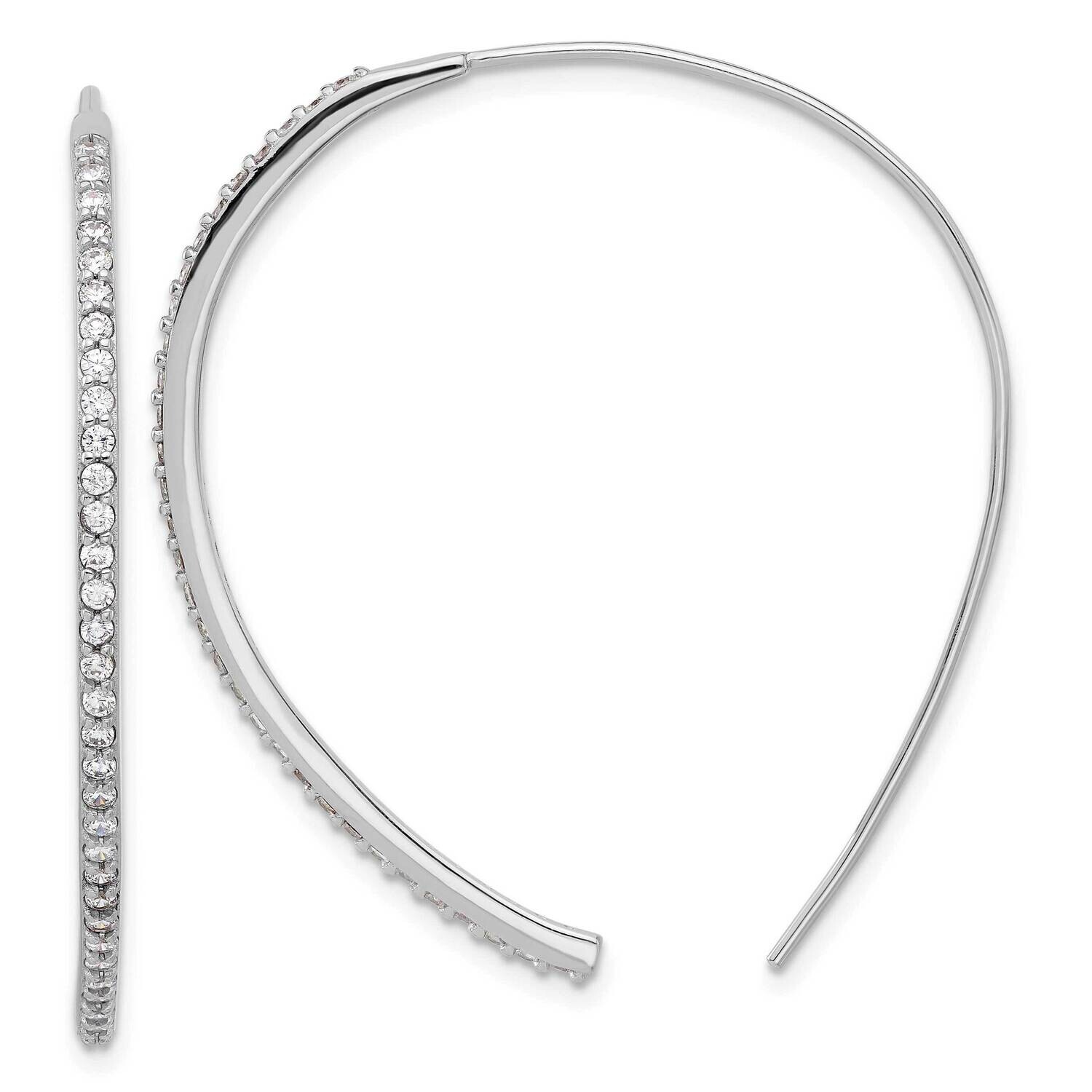 Cheryl M Brilliant-Cut CZ Threader Earrings Sterling Silver Rhodium-Plated QCM1634