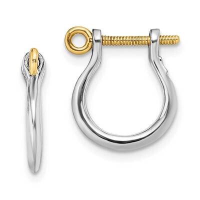 3D Small Shackle 14K Screw Earrings Sterling Silver Polished QE15536G, MPN: QE15536G, 637218149216
