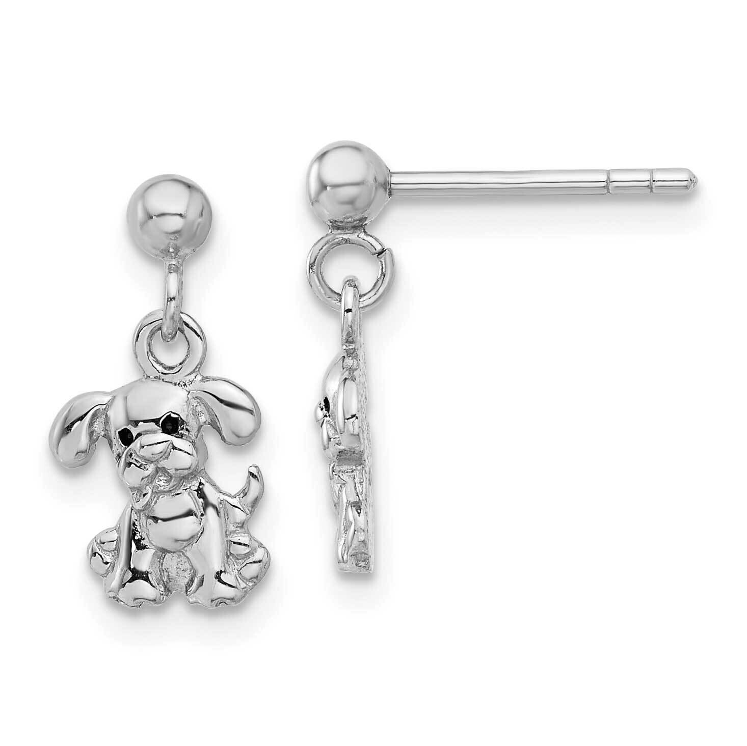 Enameled Dog Post Dangle Earrings Sterling Silver Rhodium-Plated QE17589, MPN: QE17589,