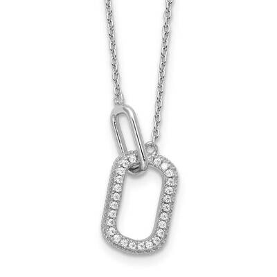 Cheryl M Brilliant-Cut CZ Oval Links 18 Inch Necklace Sterling Silver Rhodium-Plated QCM1649-18, MP…