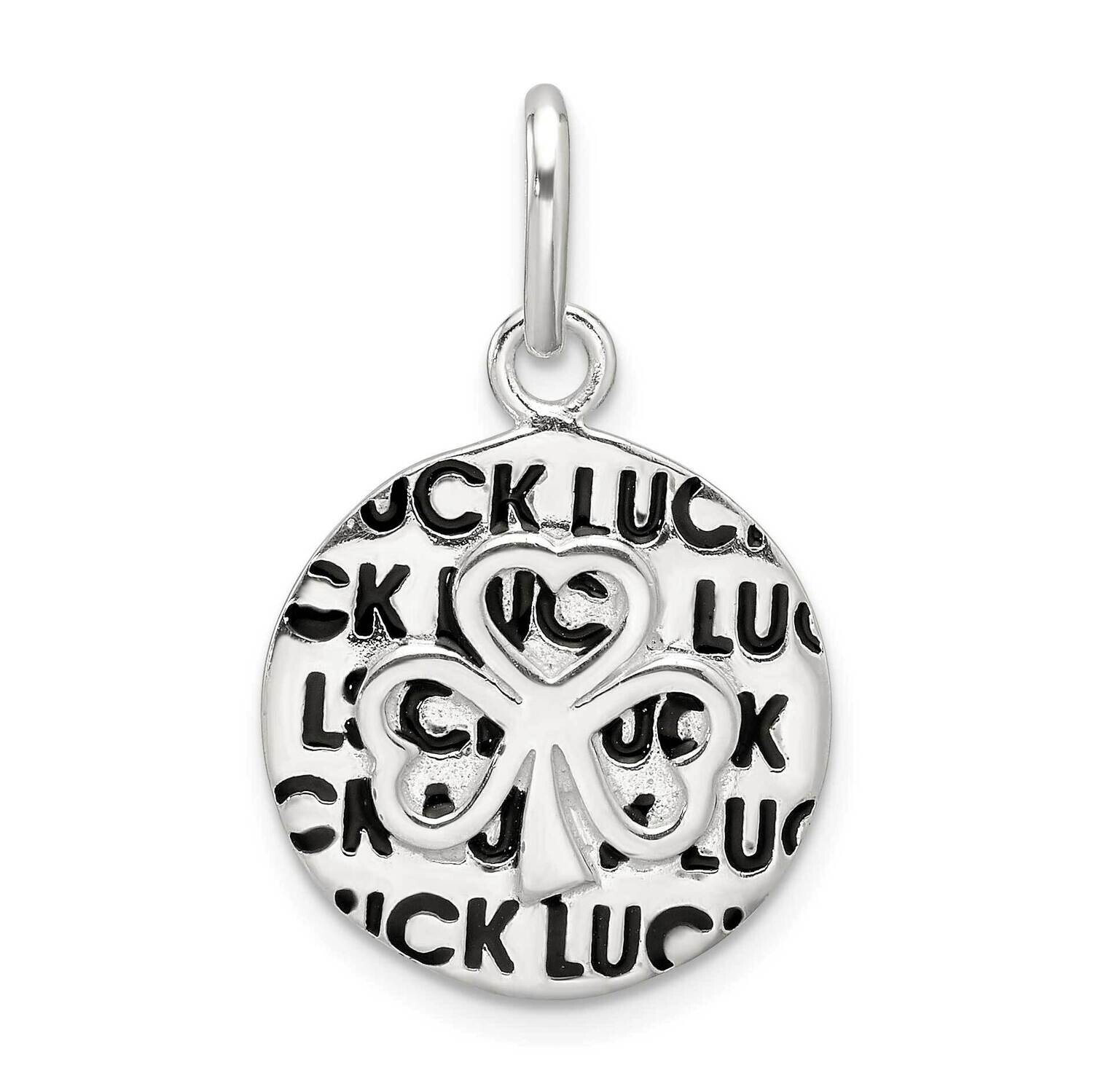 Enamel Luck Clover Round Pendant Sterling Silver Polished QC11350, MPN: QC11350,