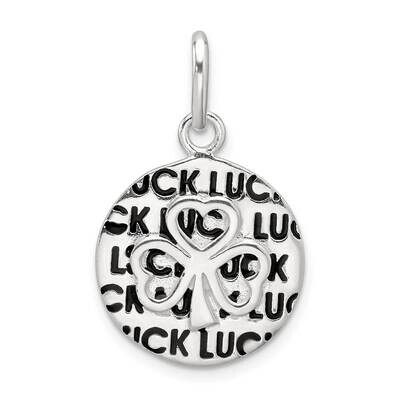 Enamel Luck Clover Round Pendant Sterling Silver Polished QC11350, MPN: QC11350,