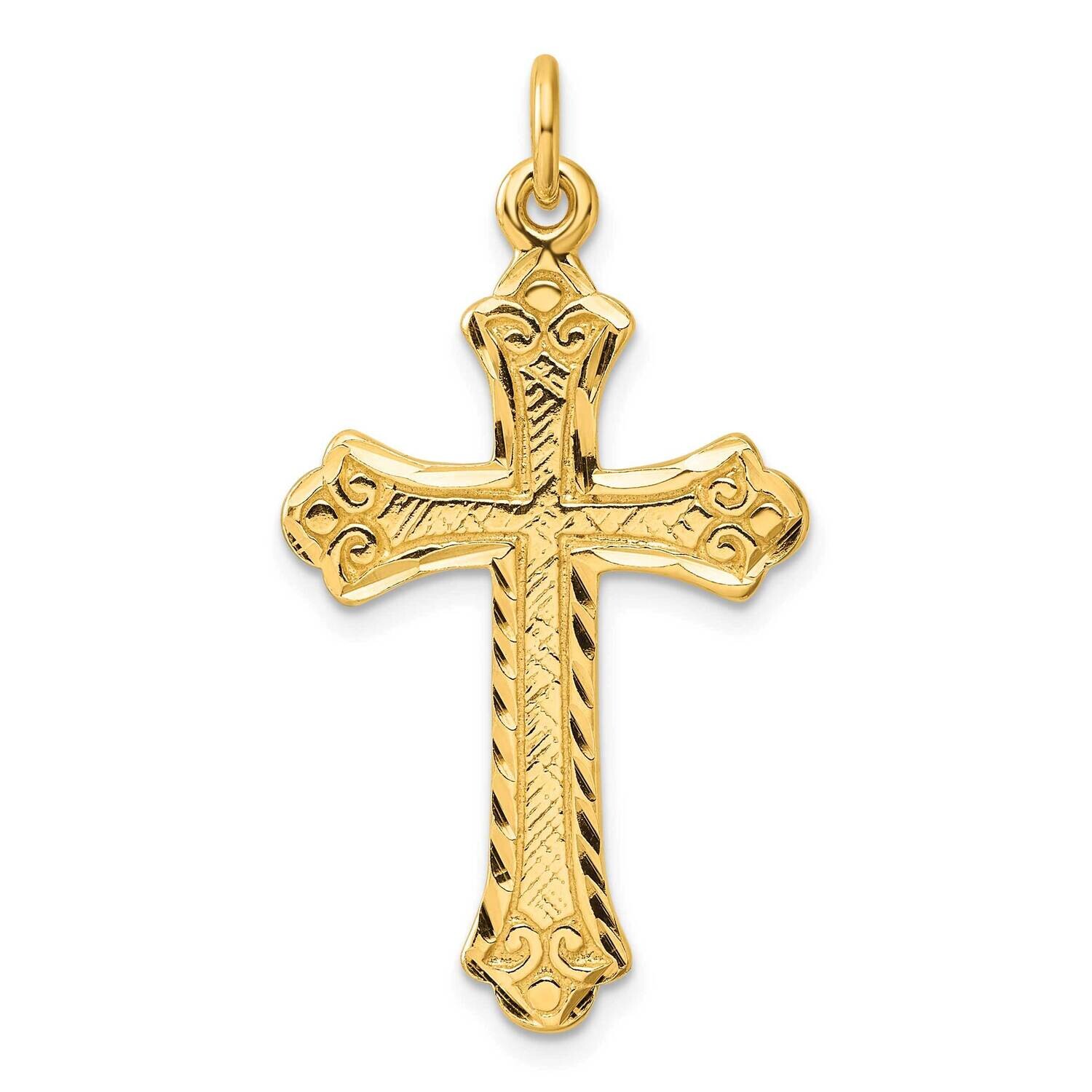 Gold-Tone Polished Diamond-Cut Cross Pendant Sterling Silver QC7251GP