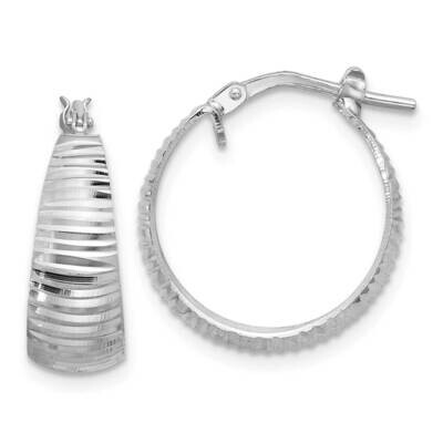 Rh-Plated Polish Diamond-Cut Tapered Small Round Hoop Earrings Sterling Silver QE16899, MPN: QE1689…