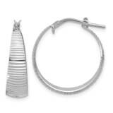 Rh-Plated Polish Diamond-Cut Tapered Large Round Hoop Earrings Sterling Silver QE16898, MPN: QE1689…