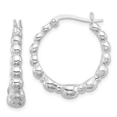 Graduated Bead Hoop Earrings Sterling Silver Polished QE16840, MPN: QE16840,