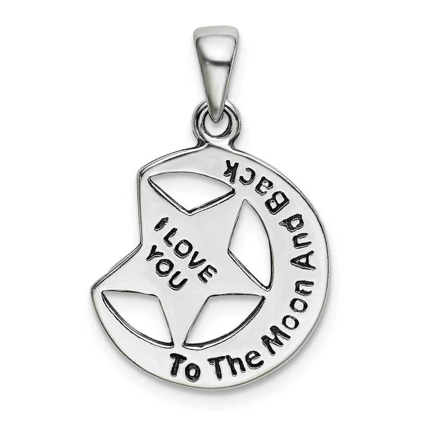 I Love You To The Moon Antiqued Star Moon Pendant Sterling Silver QC9763, MPN: QC9763,